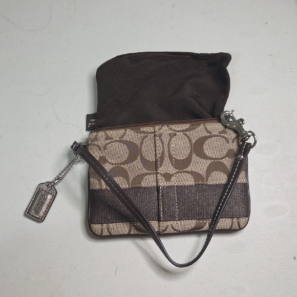 Coach Brown Wristlet with Signature Pattern - Picture 4 of 5